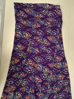 LuLaRoe Purple Floral Dress with Green and Orange Accents
